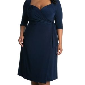 Kiyonna Sweetheart Knit Wrap Dress Navy size 3x